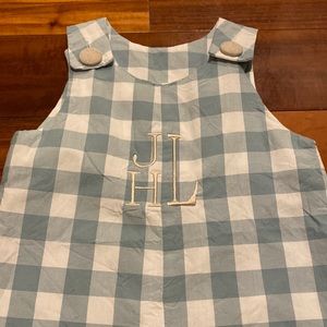 “JHL” Monogram Gingham Overalls, 3T
